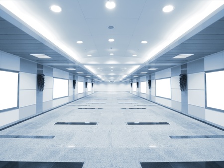 Long corridor in underground passageの写真素材