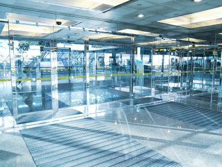 Transparent door and sunlightの写真素材