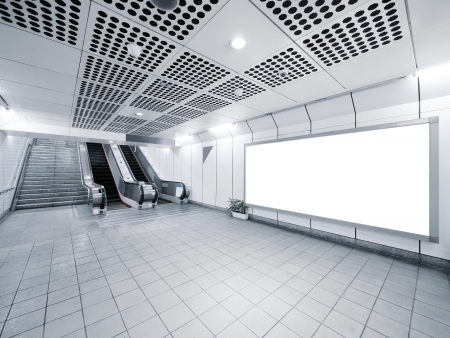 Staircase and escalator in undergroundの写真素材
