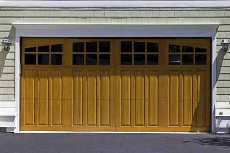 American two car wooden garageの写真素材
