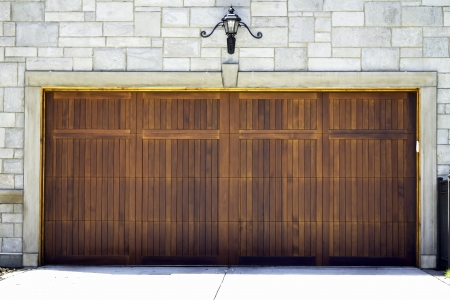 Tradicional two car wooden garageの写真素材