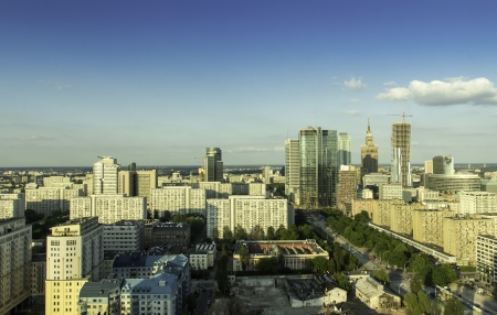 Warsaw aerial view in the late afternoonの写真素材