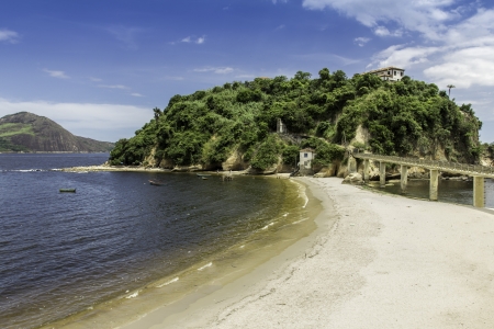 City of Niteroi, Brazil against blue skyの写真素材