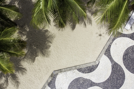 Aerial view of Copacabana sidewalk mosaicの写真素材