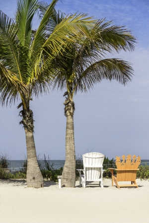 Beach chairs by the ocean in South Floridaの写真素材