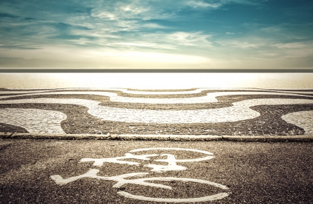 Mosaic on Copacabana Beach in Rio de Janeiro, Brazilの写真素材