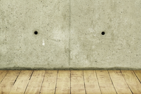 Concrete crack wall and light hardwood floorの写真素材