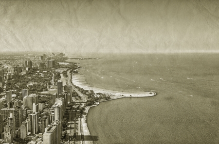Chicago Downtown vintage aerial viewの写真素材