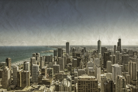Chicago Downtown vintage aerial viewの写真素材