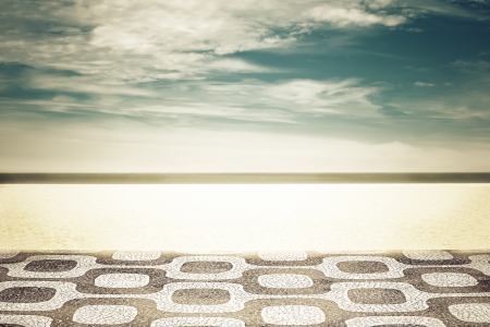 Mosaic on Ipanema Beach in Rio de Janeiro, Brazilの写真素材