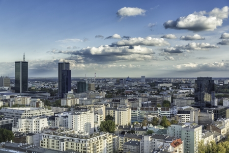 Warsaw downtown aerial view, Polandの写真素材