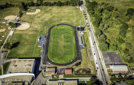 Football field aerial viewのeditorial素材