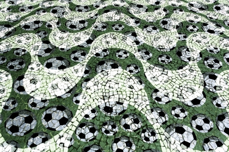 Copacabana Beach sidewalk with soccer ball pattern in Rio de Janeiro ,Brazilの写真素材