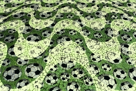 Copacabana Beach sidewalk with soccer ball pattern in Rio de Janeiro ,Brazilの写真素材