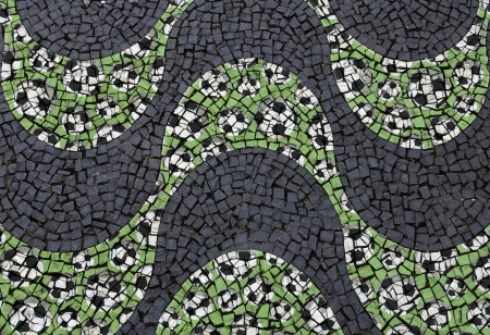 Copacabana Beach sidewalk with soccer ball pattern in Rio de Janeiro ,Brazilの写真素材