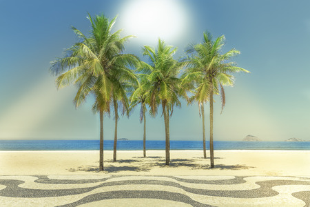 Sun shining on Copacabana Beach sidewalk in Rio de Janeiro, Brazilの写真素材