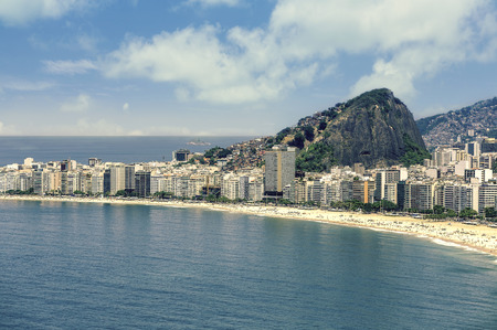 Aerial view on Copacabana Beach in Rio de Janeiro, Brazilの写真素材