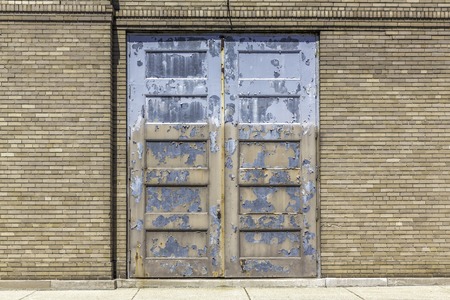 Industrial old garage doorの写真素材