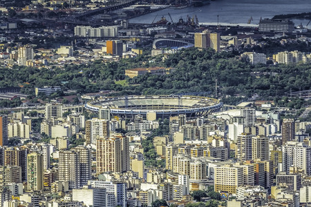 Maracana stadium during renovation in Rio de Janeiro,Brazilのeditorial素材