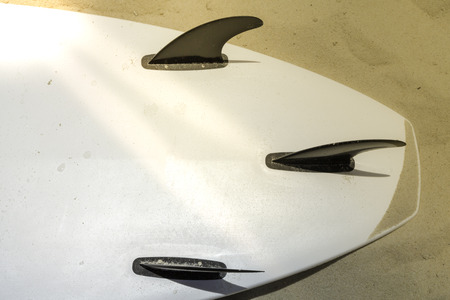 Surfing board on Copacabana Beach in Rio de Janeiro, Brazilの写真素材