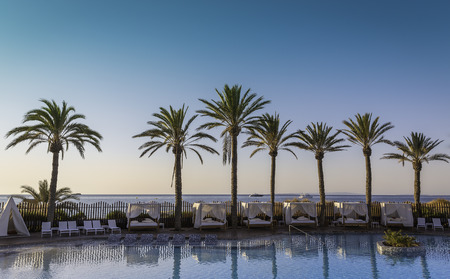 Sunrise at a beach resort in tropicsのeditorial素材