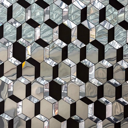Abstract glass crystallized mirror pattern with reflectionsの写真素材