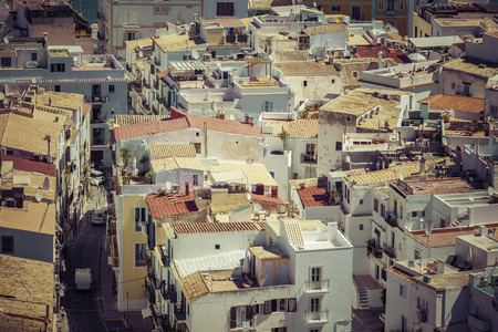 The rooftops of old city in Ibiza, Spainの写真素材