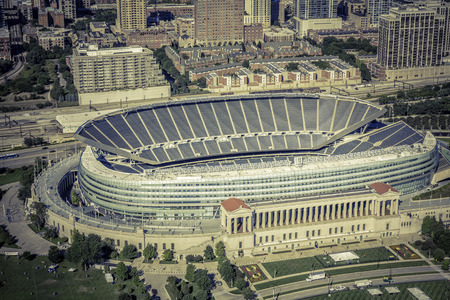 Aerial view of Chicago Soldiers Filed Stadiumのeditorial素材