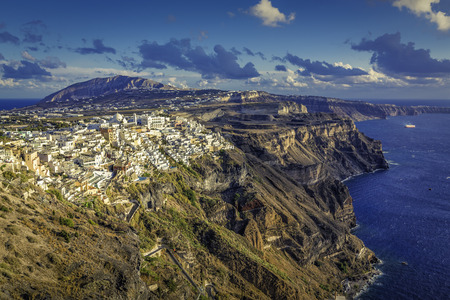View of beautiful Fira village on Santorini Island in Greeceの写真素材