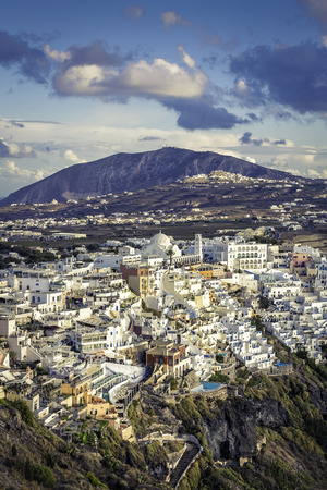 View of beautiful Fira village on Island of Santorini in Greeceの写真素材