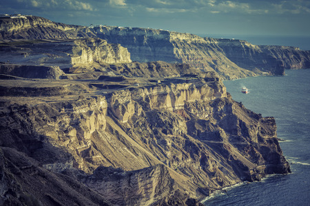 Cliff on Santorini Island,Greeceの写真素材