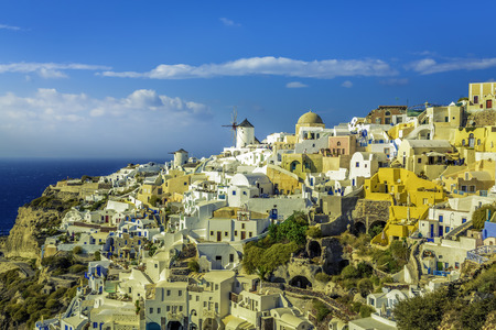Romantic and beautiful village of Oia in Santorini, Greeceの写真素材