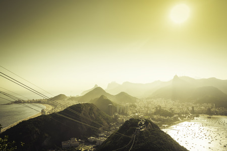 Sun light behind Mountains in  Rio de Janeiro, Brazilの写真素材