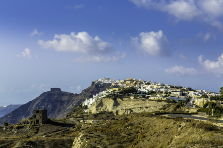 White houses on the cliff of Santorini Island, Greeceの写真素材