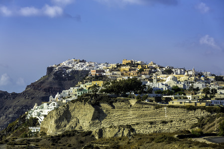 White houses on the cliff of Santorini Island, Greeceの写真素材