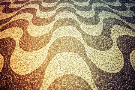 Copacabana beach mosaic vintage view, Rio de Janeiroの写真素材