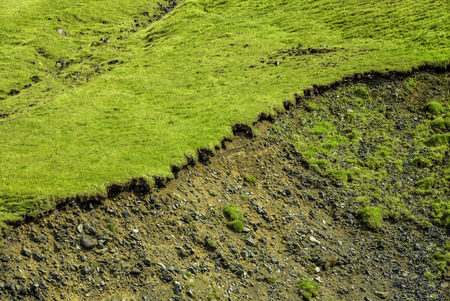 Typical Icelandic mountain landscapes with landsliceの写真素材