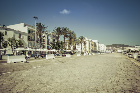 Ibiza Eivissa Old Town street, Spainの写真素材