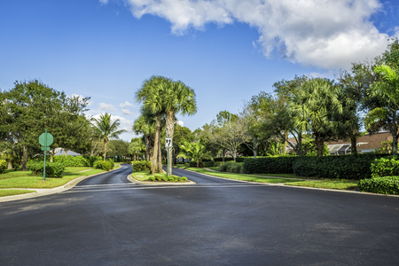 Gated community road in South Floridaの写真素材