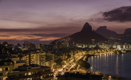 Rio De Janeiro panorama at dusk, Brazilの写真素材