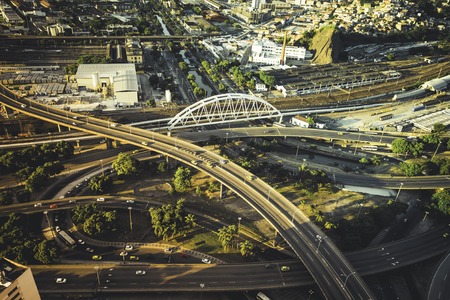 Aerial view of highway system in Rio de Janeiro, Brazilの写真素材