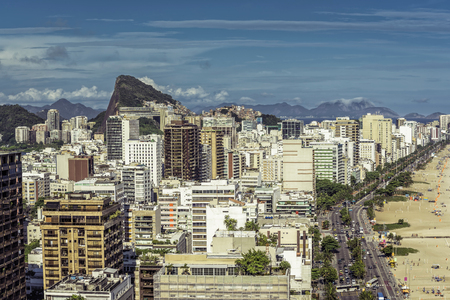 Ipanema Beach panorama, Rio De Janeiro, Brazilの写真素材