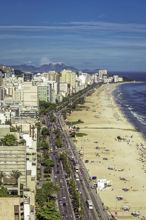 Ipanema Beach panorama, Rio De Janeiro, Brazilの写真素材