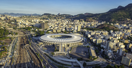 Aerial photo of Maracana Stadium with panorama of Rio De Janeiroのeditorial素材