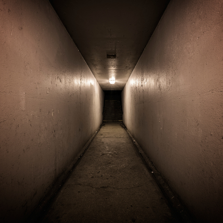 Empty tunnel at nightの写真素材