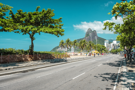 Palms on Ipanema Beach in Rio De Janeiro, Brazil. Vintage colorsの写真素材