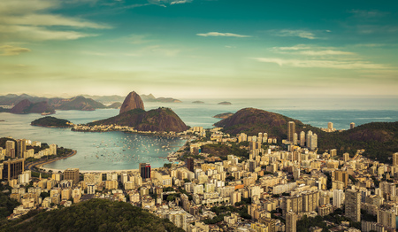 Afternoon skyline view of Rio de Janeiro, Brazilの写真素材