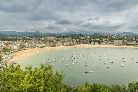 San Sebastian skyline with the Beach, high angle view. Spain (Basque Country)の写真素材