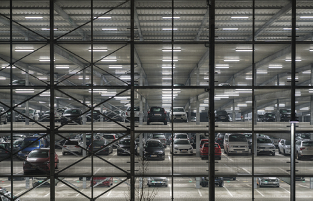 Multi level parking at night
