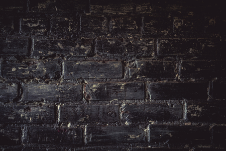 Black brick wall for backgroundの写真素材